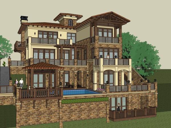 Classical Single-Family Villa Model in SketchUp