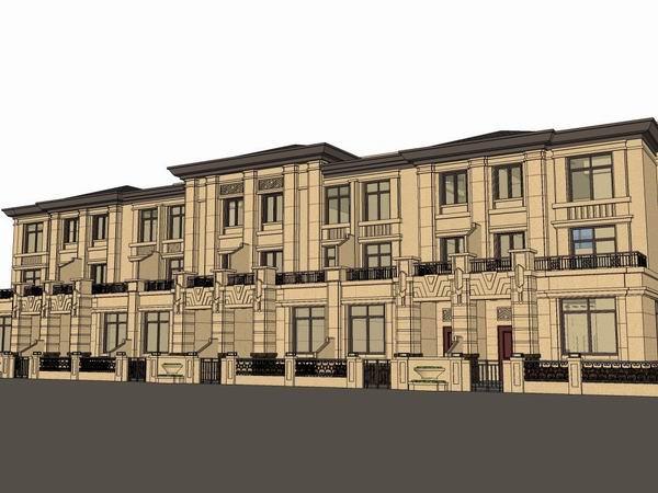 Classical Style Townhouse Villa Model in SketchUp
