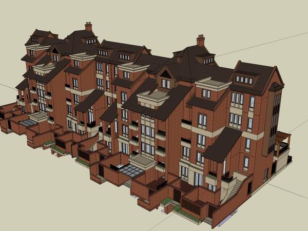 Classical Style Townhouse Villa Model in SketchUp