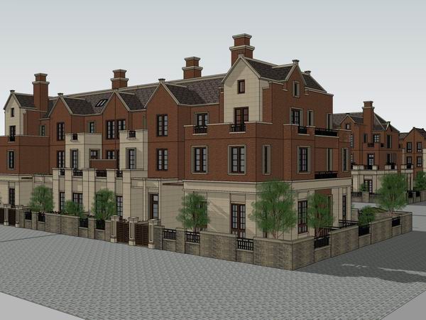 Classical Style Townhouse Villa Model in SketchUp