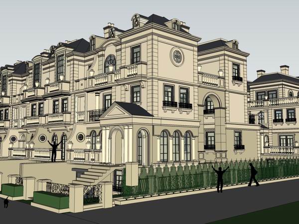 Classical Style Townhouse Villa Model in SketchUp