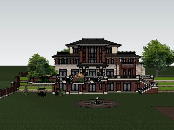 Classical Single-Family Villa Model in SketchUp