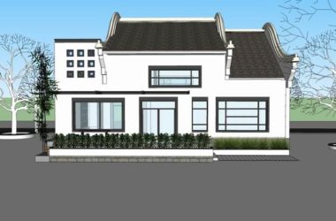 Modern Chinese-Style Solo Villa SketchUp Model-BIM WORLD