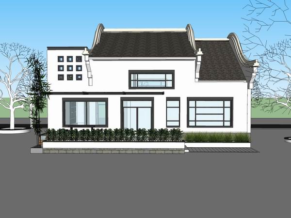 Modern Chinese-Style Solo Villa SketchUp Model