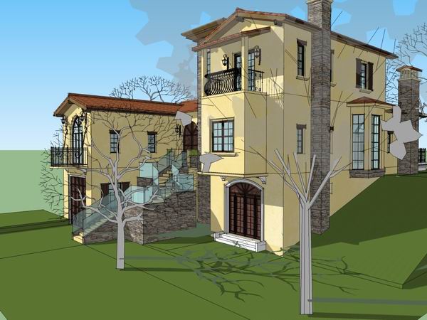 Classical Single-Family Villa Model in SketchUp