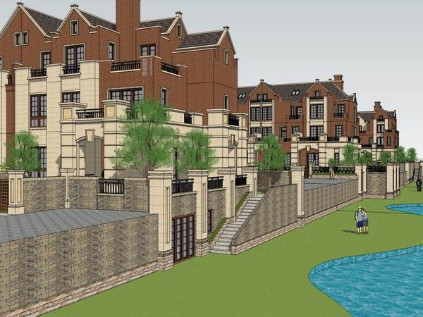 British Classical Style Row Villa SketchUp Model