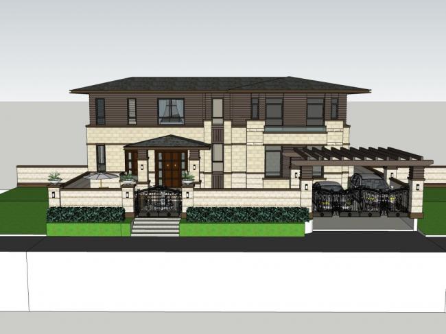 Classical Single-Family Villa Model in SketchUp