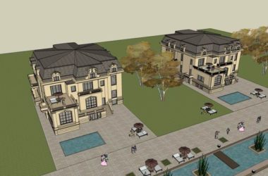 Classical Style Townhouse Villa Model in SketchUp-BIM WORLD