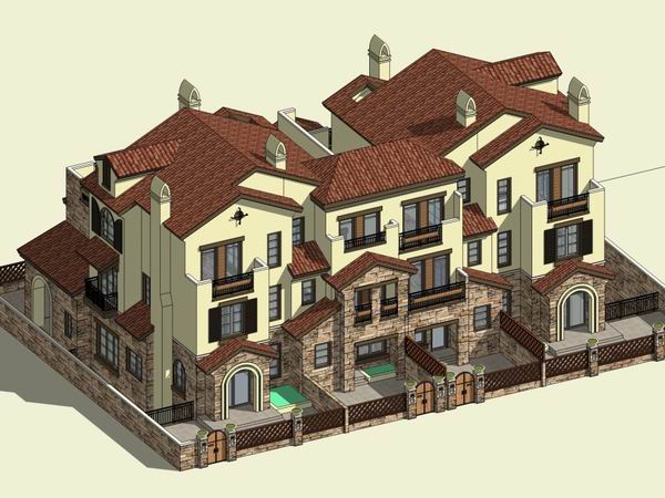 SketchUp Villa Models: Twin Villas, Garden Villas, and Classical Designs