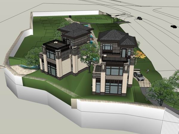 Classical Twin Villa Model in SketchUp