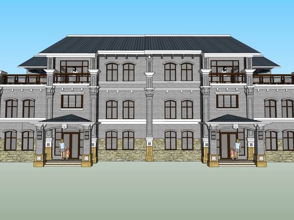 Classical Twin Villa Model in SketchUp