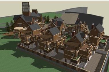 Classical Style Villa Courtyard Model in SketchUp-BIM WORLD