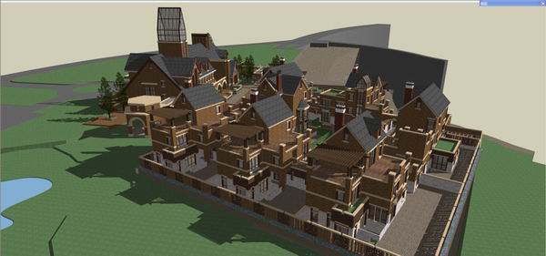 Classical Style Villa Courtyard Model in SketchUp