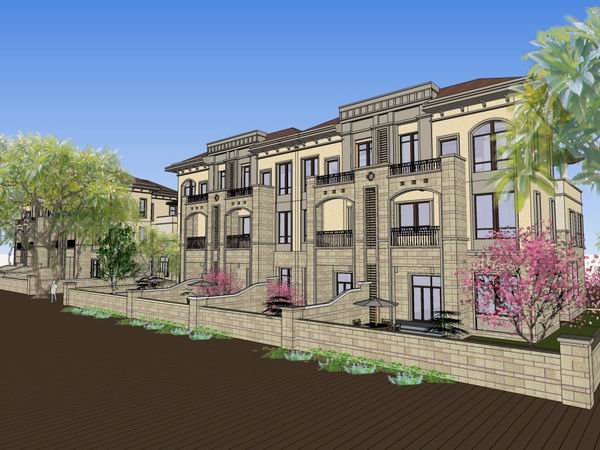 Classical Style Townhouse Villa Model in SketchUp