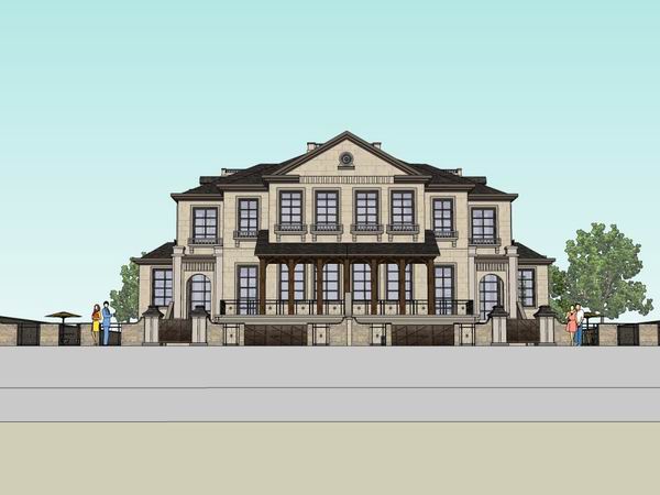 Classical Single-Family Villa Model in SketchUp