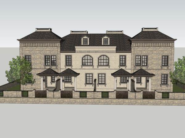 Classical Style Townhouse Villa Model in SketchUp