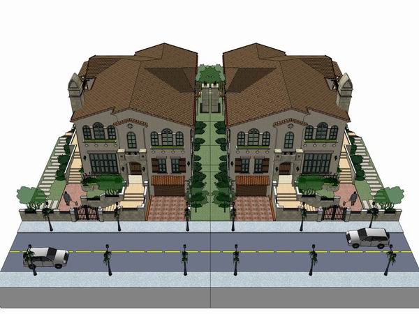 SketchUp Villa Model | Classic Mediterranean-Style Private Villa