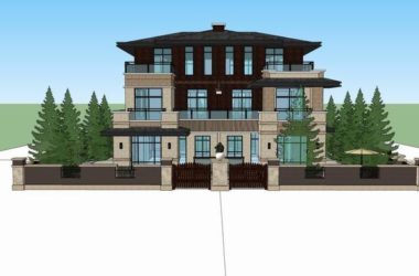 Double-Split Villa in Traditional Chinese Style | SketchUp Model-BIM WORLD