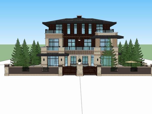 Double-Split Villa in Traditional Chinese Style | SketchUp Model