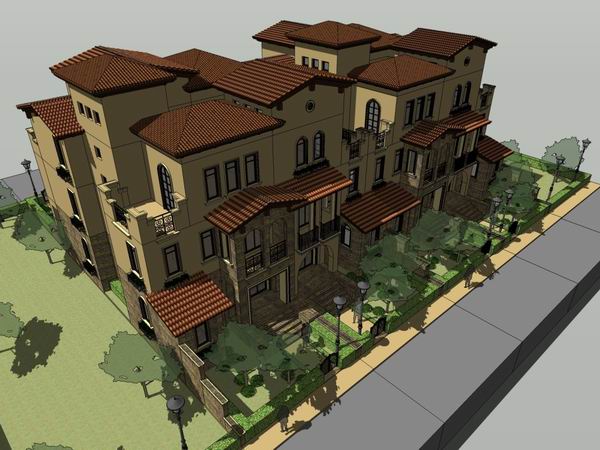 Classical Style Townhouse Villa Model in SketchUp