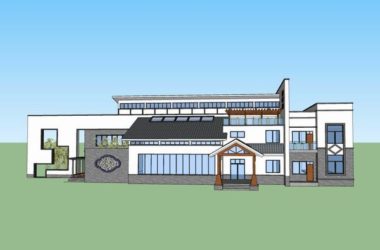 Modern Chinese-Style Solo Villa SketchUp Model-BIM WORLD
