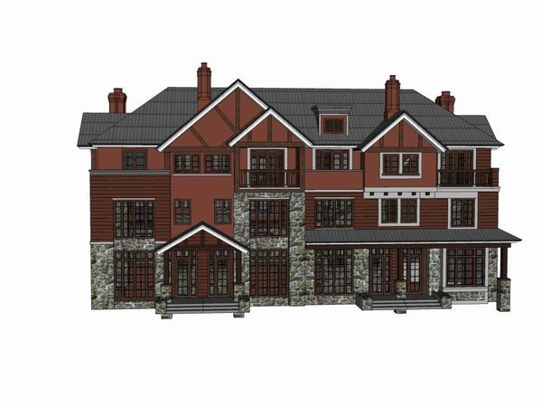 Classical Twin Villa 3D Model in SketchUp