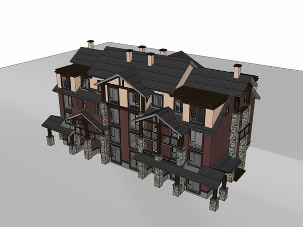 SketchUp Villa Model | American Stacked Double-Splice Classical Style Villa