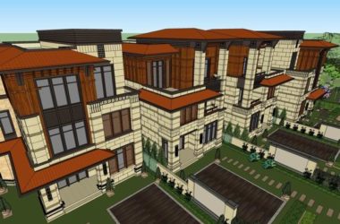 Classical Style Townhouse Villa Model in SketchUp-BIM WORLD