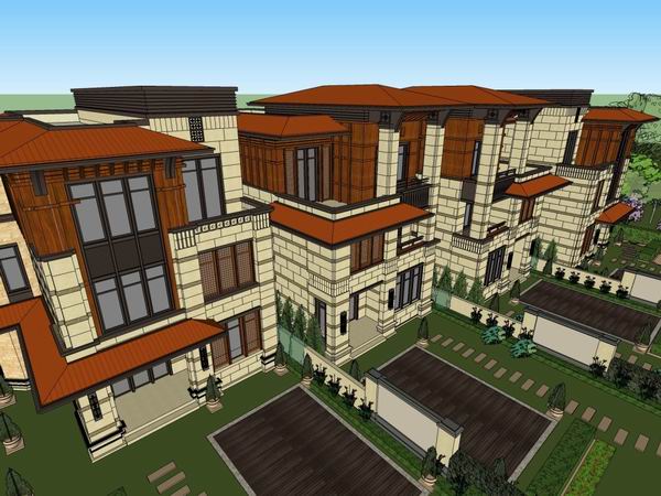 Classical Style Townhouse Villa Model in SketchUp