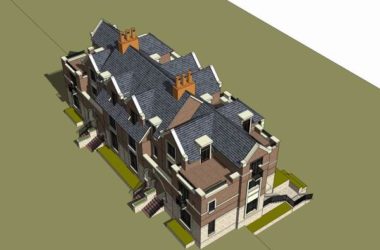 Classical Style Townhouse Villa Model in SketchUp-BIM WORLD