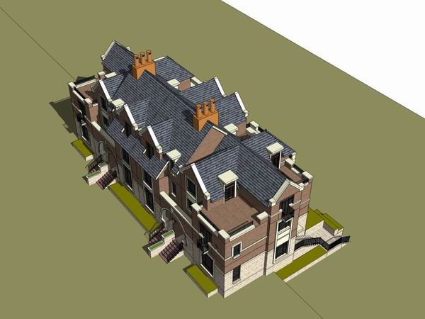 Classical Style Townhouse Villa Model in SketchUp