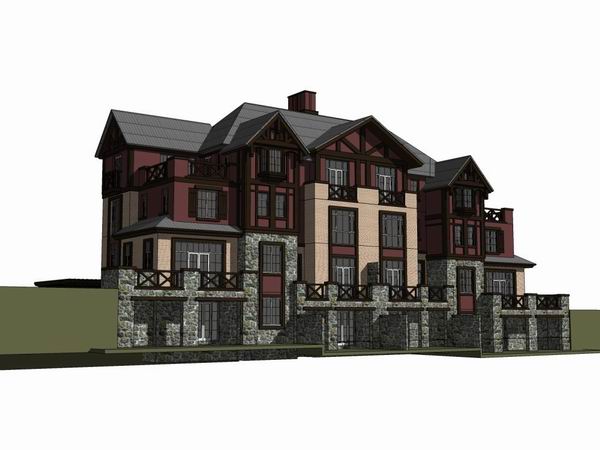 Classical Style Townhouse Villa Model in SketchUp