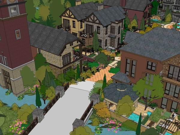 SketchUp Villa Model: Classical Town Residence Design