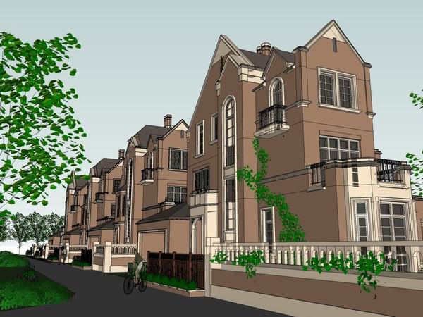 Classical Style Townhouse Villa Model in SketchUp