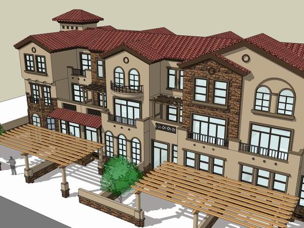 Classical Style Townhouse Villa Model in SketchUp