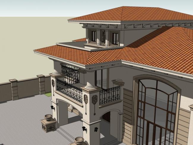 Classical Single-Family Villa Model in SketchUp