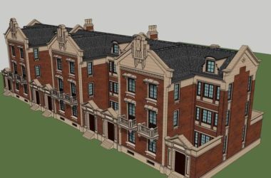 Classical Style Townhouse Villa Model in SketchUp-BIM WORLD