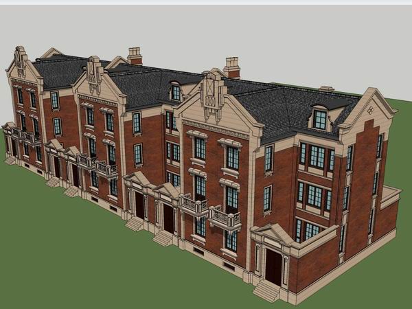 Classical Style Townhouse Villa Model in SketchUp