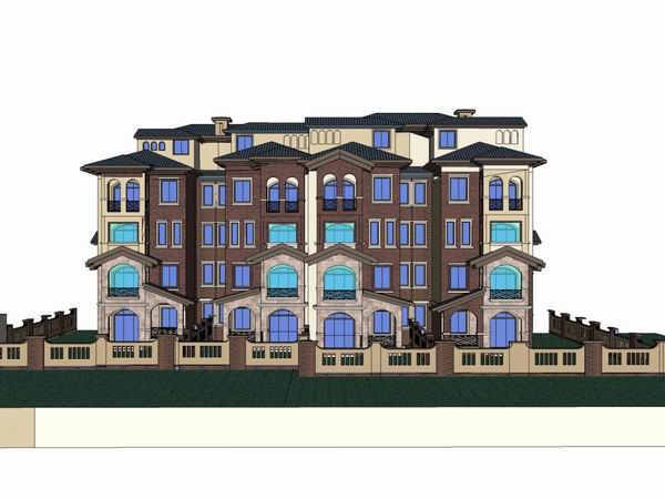 Classical-Style Stacked Villa Model in SketchUp