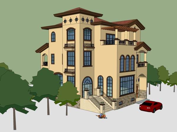 Classical Style Single-Family Villa Model in SketchUp