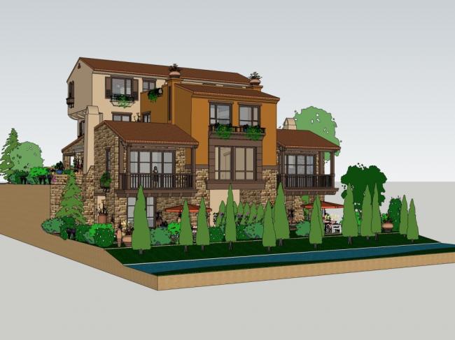 Classical Twin Villa Model in SketchUp