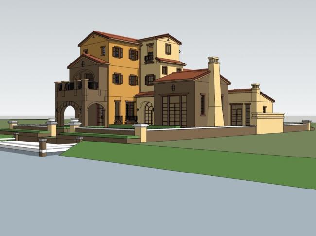 Classical Single-Family Villa Model in SketchUp