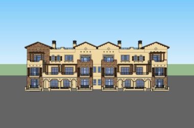 Classical Style Townhouse Villa Model in SketchUp-BIM WORLD