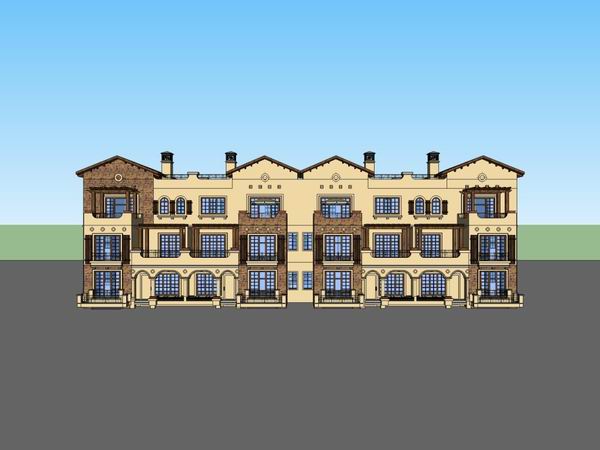 Classical Style Townhouse Villa Model in SketchUp