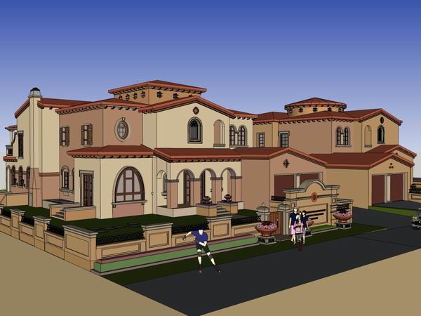 Classical Twin Villa Model in SketchUp