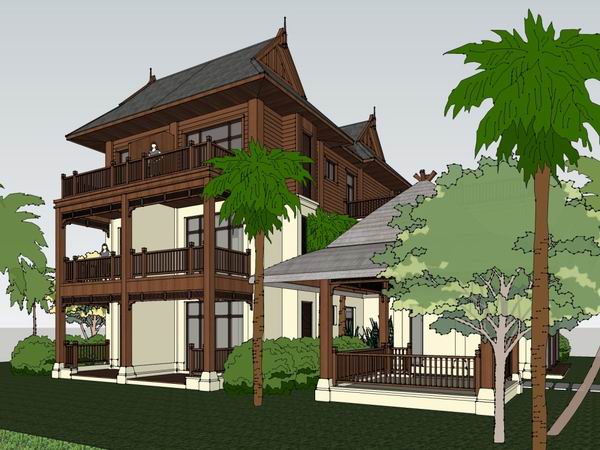 Classical Single-Family Villa Model in SketchUp