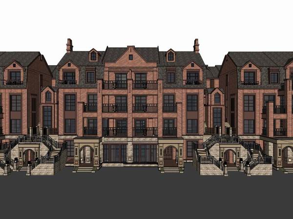 British Classical Style Row Villa SketchUp Model