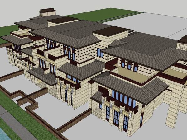 Classical Twin Villa Model in SketchUp