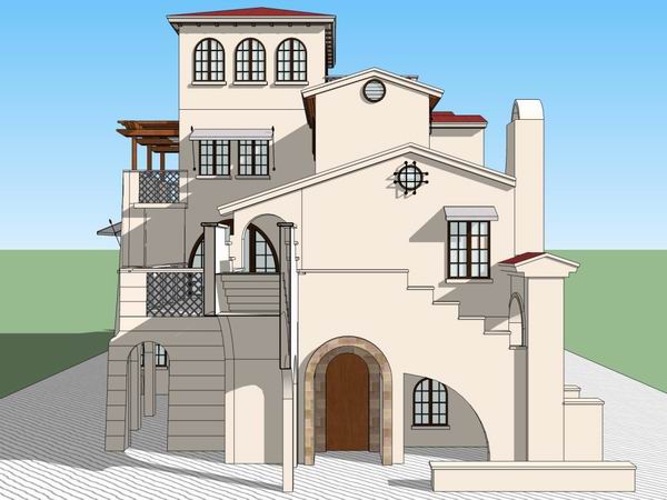 Classical Single-Family Villa Model in SketchUp