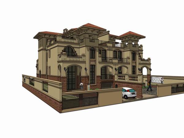 Classical Twin Villa Design in SketchUp